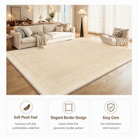 Modern Digital Printed Rug Large Minimalist Border Area Carpet Neutral Beige Rug for Modern Apartment Home Decoration