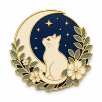 Badge en métal estampé avec détails plaqués, finition caoutchoutée, motif artistique détaillé pour souvenirs et présentoirs de collection
