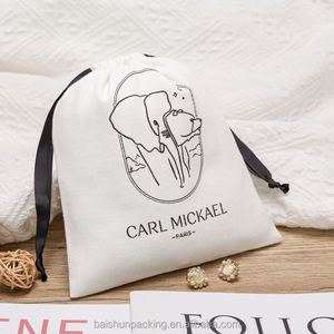 Recyclable 100% Cotton Twill <b>Bag</b> with Custom Logo New Design Organic White Cotton for Cosmetics and Gifts Watch - Product Image 4