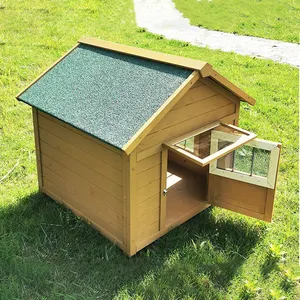 Jaulas de techo de asfalto desmontable para mascotas, caseta de perro de madera china con puerta, venta al por mayor