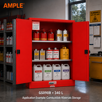 Armoire de sécurité pour matériaux inflammables 340L (90 gallons) rouge à double porte en acier pour stockage de produits chimiques pour écoles, ateliers et achats professionnels