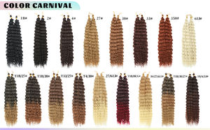 Extensions de cheveux synthétiques à trame unique en fibre haute température, teintes, ondulations profondes pour couleurs blondes, style vague océanique, pour tressage - Product Image 6