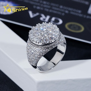 Nhẫn nam bạc 925 đính đá Moissanite VVS, kiểu dáng đá đầy đủ, bán chạy, đạt chuẩn máy kiểm tra kim cương, hàng có sẵn tại Mỹ - Product Image 2