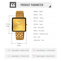 Reloj de Pulsera de Cuarzo Analógico para Mujer SKMEI 2562, Caja Cuadrada de Aleación de Zinc, Múltiples Colores de Esfera, Acero Inoxidable, Elegante Reloj de Vestir