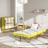 Lit pliant portable à la mode, lit simple réglable avec roues, lit pliable en métal pour chambre à coucher et bureau
