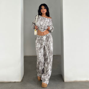 Pantalon de jogging décontracté en maille florale pour femme, doublé polaire respirant, avec cordon de serrage à la taille, idéal pour l'automne - Product Image 3