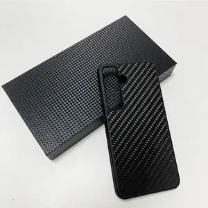 Casing ponsel magnetis hitam matte berkilau tren baru untuk Samsung s24 s24ultra cangkang serat karbon