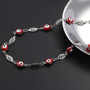 Cadena al por mayor con ojo turco rojo |   Cadena de Diseño en Acero Inoxidable con Ojo de la Suerte en Esmalte Rojo |   Resistente al agua y sin decoloración - Product Image 5