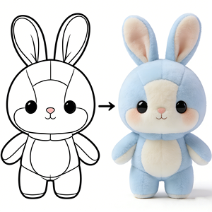 Peluche Personalizzato Coniglio Blu Direttamente dalla Fabbrica, Trasforma il Tuo Design Cartoon in Giocattolo Animale della Foresta Imbottito di Alta Qualità OEM ODM - Product Image 1