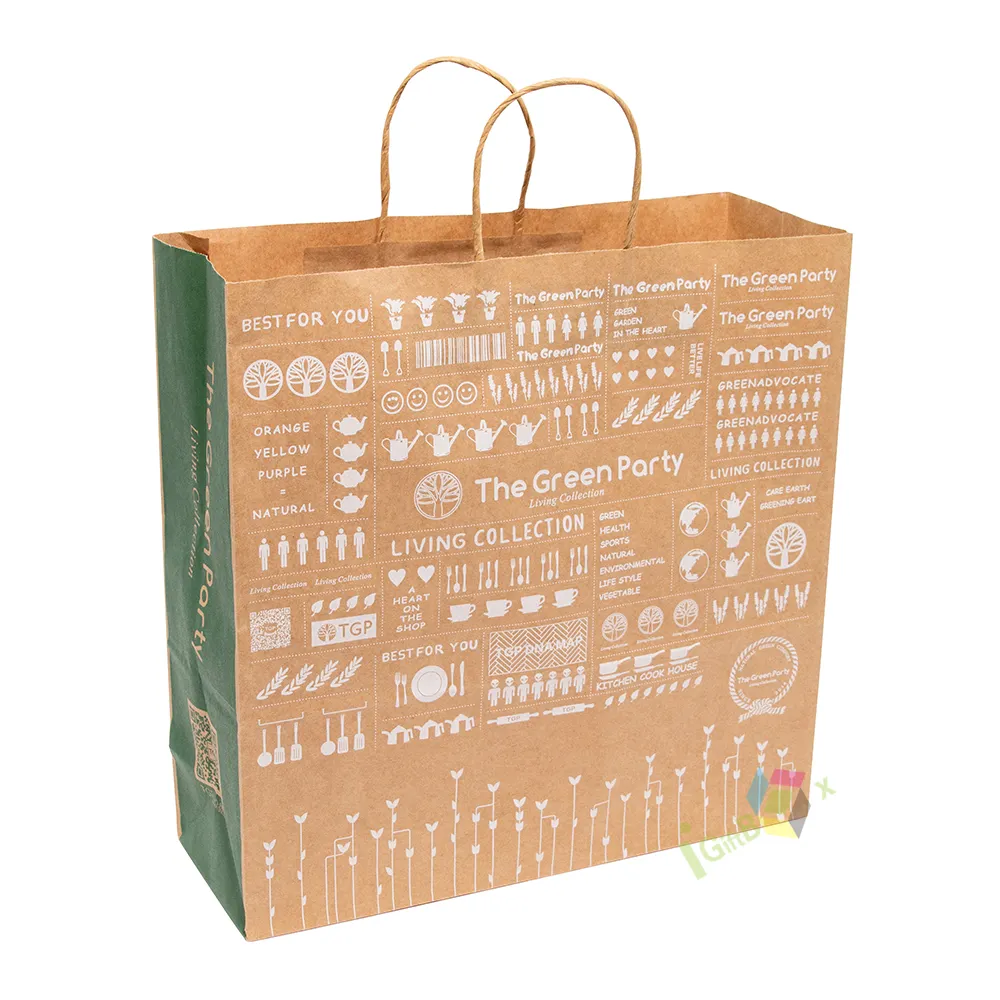 حقيبة ورقية للتعبئة والتغليف في المتجر حقيبة حمالة بشعار حصري بتصميم مخصص