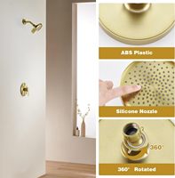 Ensemble de robinetterie de douche thermostatique moderne à poignée unique avec pommeau de douche pluie à jets doux, finition or brossé, montage mural