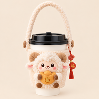 Manchon de tasse personnalisé en peluche mouton, support de tasse animal personnalisé, housse de gobelet réutilisable, accessoire cadeau, fabricant