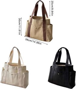 Large Capacity Multi-Function Custom Logo Grocery <b>Canvas</b> <b>Tote</b> <b>Bag</b> With Zipper and Pocket - Product Image 4