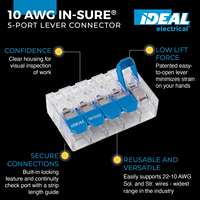 Connecteurs de câblage à levier 3 ports In-Sure 12-10 AWG, bornes en laiton, raccord rapide pour fils électriques, connecteur de câble réutilisable
