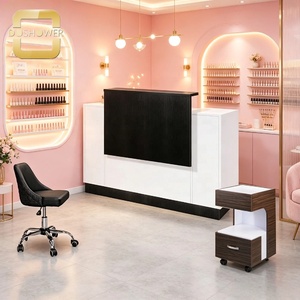 Mostrador de Recepción Moderno de Alta Gama en Blanco y Negro con Mármol de Lujo para Salón de Belleza y Spa, Mueble de Recepción Premium - Product Image 1