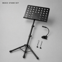 Pupitre de musique réglable avec trépied télescopique pliable pour partitions et tablette, métal noir mat EARTHGRACE MS-2