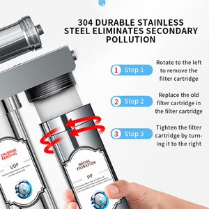 304 thép không gỉ 5 giai đoạn Hướng dẫn sử dụng dưới bồn <span class=keywords><strong>r</strong></span>ửa siêu lọc nước với vòi thông minh 100 GPD tốc độ dòng chảy cho khách sạn sử dụng - Product Image 5
