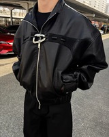 Veste de motard sur mesure en cuir PU avec fermeture éclair sur le devant et bouton de moto de rue pour hommes fabricant de veste