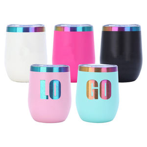 Logo kustom personalisasi 12oz warna-warni 304 baja tahan karat dinding ganda terisolasi dilapisi pelangi anggur tumbler dengan tutup - Product Image 1