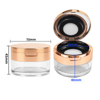 Boîte à poudre libre ronde de luxe avec logo personnalisé, couvercle doré, vide, en plastique, avec tamis, pour cosmétiques, emballage sous marque privée