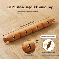 Jouet en peluche amusant pour chien, en forme de saucisse à 4 nœuds, avec couineur, rembourré en coton doux, jouet à mâcher pour animaux, jouet interactif pour chiens et chats