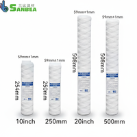 Cartouche filtrante industrielle RoHS de 10 pouces en fil PP 1 micron et filtre à eau multimicron enroulé en fil métallique pour traitement de l'eau, directement de l'usine