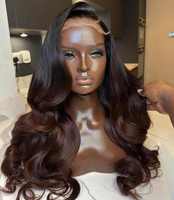 Wig Rambut Asli Vietnam Ombre Dark Brown HD untuk Lace Frontal Loose Wave 13x4 13x6 Pre Plucked Warna Campuran