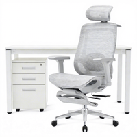 Chaise de bureau exécutive ergonomique moderne entièrement rembourrée en tissu maillé, pivotante à 360°, réglable en hauteur, avec repose-pieds
