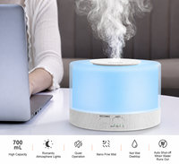 Diffuseur d'huiles essentielles ultrasonique à grande capacité, grain de bois blanc, humidificateur aromatique, 7 couleurs LED, brume silencieuse, minuterie
