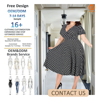 Robe de demoiselle d'honneur décontractée extensible à col en V grande taille 7571Nemidor (24 pois noirs) lavable en machine Sharon Said Dresses