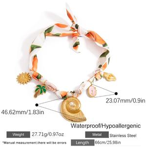 Elégant collier pendentif foulard en soie en acier inoxydable bijoux de plage durables à la mode perle d'imitation pour les femmes grande idée cadeau <span class=keywords><strong>N171</strong></span> - Product Image 6