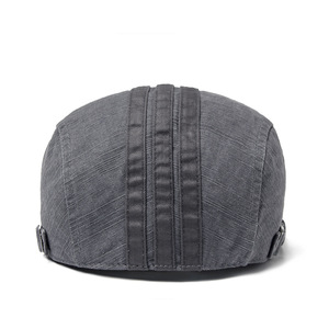 Berretto Classico Ricamato con Lettere, Elegante e Traspirante in Cotone Grigio, Cappelli Berretto Vintage per Uomo - Product Image 3