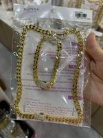 Conjunto de Joyería XUPING al por Mayor, Collar y Pulsera de Cadena Cubana Chapada en Oro de 14K, Estilo Hip Hop para Hombre