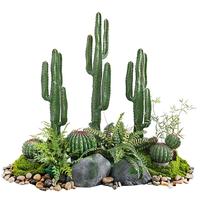 Mur végétal artificiel en pot, résistant aux UV, fleurs décoratives, couronnes et plantes, fausse décoration, grand cactus artificiel en pot