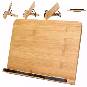 2026 Support de lecture réglable en bois de bambou, support pliable pour tablette et livre de cuisine, étagère de rangement pour la maison - Product Image 1