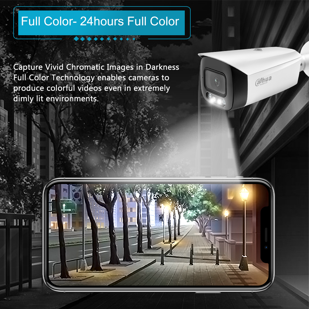 dahua 8MP 4K IP Camera IPC-HFW3849T1-AS-PV 24 Hours Full-color Active Deterrence Fixed-focal Bullet WizSense Network camera