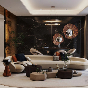 L hình dạng sang trọng cắt ghế phòng khách Ý sofa màu xám lớn ghế sofa hiện đại đặt đồ nội thất sang trọng - Product Image 4