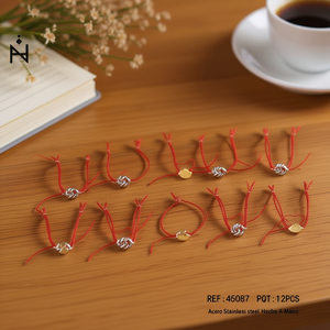 Pulseras de Hilo Rojo con Nudo de la Suerte en Acero Inoxidable, Chapadas en Oro, Unisex, Regalo, Joyería de Moda - Product Image 3