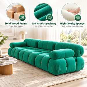 Canapé modulaire en tissu vert émeraude moderne VB, structure en bois massif, coussins en mousse haute densité, luxe contemporain - Product Image 5
