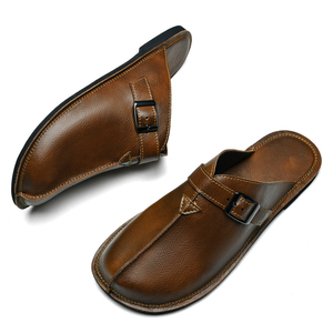 Sandales sur mesure d'usine, bout <span class=keywords><strong>fermé</strong></span>, chaussures sur mesure pour hommes, pantoufles en cuir véritable, grande taille, chaussures décontractées pour hommes faites à la main, cuir véritable - Product Image 6