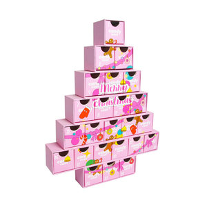 Quantité minimale de commande 50 pièces <span class=keywords><strong>rose</strong></span> <span class=keywords><strong>arbre</strong></span> forme calendrier de l'avent boîte-cadeau bijoux de noël emballage cosmétique boîtes rigides 24 tiroirs en relief - Product Image 2