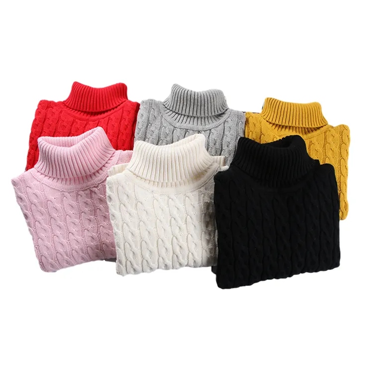 Kardigan Wol Bayi, Pakaian Sweater Leher Tinggi Desain Sweater Modern Warna Solid