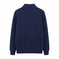 Pull-over Homme à Col Zippé en Maille Câblée Verticale, Coupe Ample, Doux et Chaud, Mélange Acrylique Polyester Nylon, pour Vente en Gros Usine