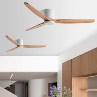Ventilateur de plafond en bois LED avec lumière, télécommande, design moderne pour la maison et le bureau, intensité réglable, garantie de 2 ans