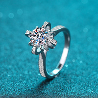 Bague en Moissanite Certifiée GRA 1 Carat S925 à 6 Griffes, Cadeau de Mariage de Luxe, Vente en Gros d'Anneaux en Argent 925