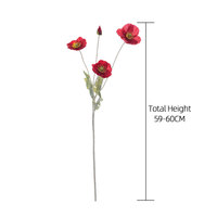 Spray de pavot artificiel CL29100, tige de pavot artificielle réaliste avec 4 fleurs pour les arrangements floraux, la décoration de mariage, les vases à domicile