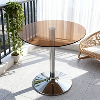 Table basse ronde moderne en verre trempé transparent avec hauteur réglable et design portable pour salon et mobilier de maison