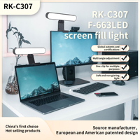 Écran de moniteur intelligent de 14 pouces, barre lumineuse RK-C307 télécommande pour ordinateur portable éclairage bureau Zoom appel vidéo réglable en plastique