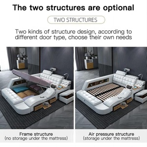 Nuevo estilo, diseño moderno, muebles multifunción para hotel, marco de madera, masaje, cuero eléctrico, cama doble suave con almacenamiento - Product Image 3