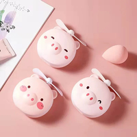 Miroir de maquillage cochon mignon avec lumière LED petit ventilateur de poche pour filles miroir de courtoisie portable de voyage miroir HD
